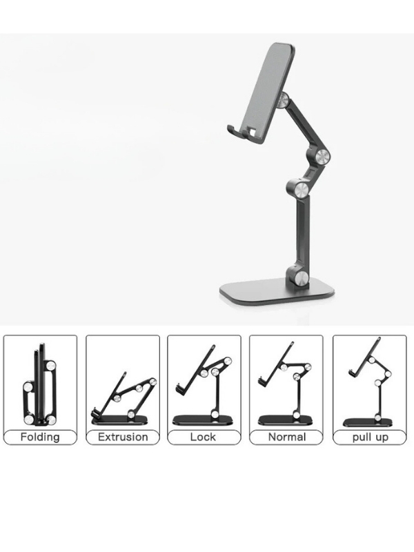 Kademeli%20Katlanabilir%20Masaüstü%20Telefon%20Tablet%20Standı%20Siyah